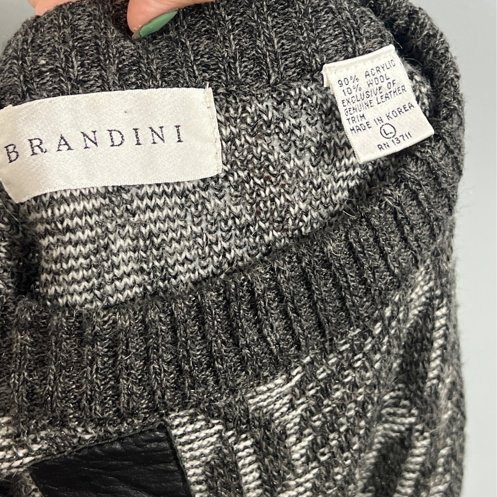Vintage Brandini Wool Black Gray Sweater Grandmacore 90s 80s Indie Grunge Unisex - Picture 4 of 4